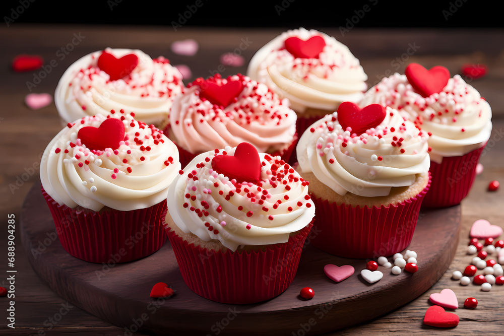 Valentine's Day Cupcakes - Romantic Baked Treats. Generative AI Valentine's Day Cupcakes - Romantic Baked Treats. Generative AI