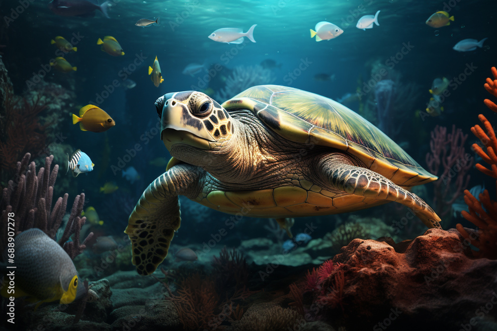 Fototapeta premium Turtle under the sea