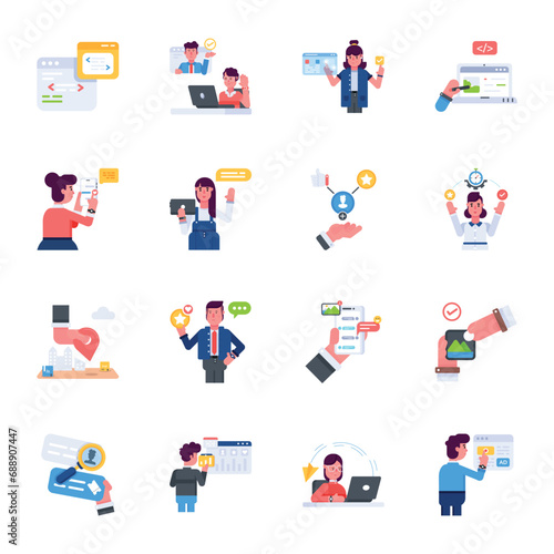Modern Set of Web Development Flat Icons 

