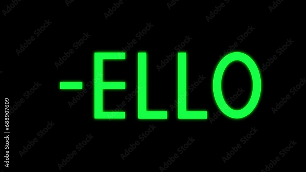 Animated hello with handwriting text effect in green color and black background Animated hello with handwriting text effect in green color and black background