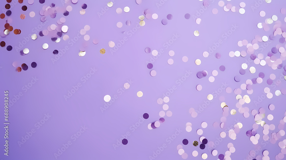purple background with scattered confetti. mockup for party
