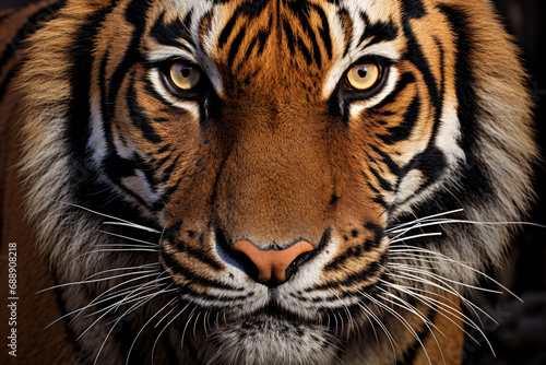 Tiger animal face closeup shot.
