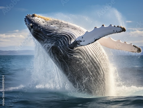 magnificent whale breaching the ocean surface, illustrating the grandeur of aquatic wildlife on Wildlife Day