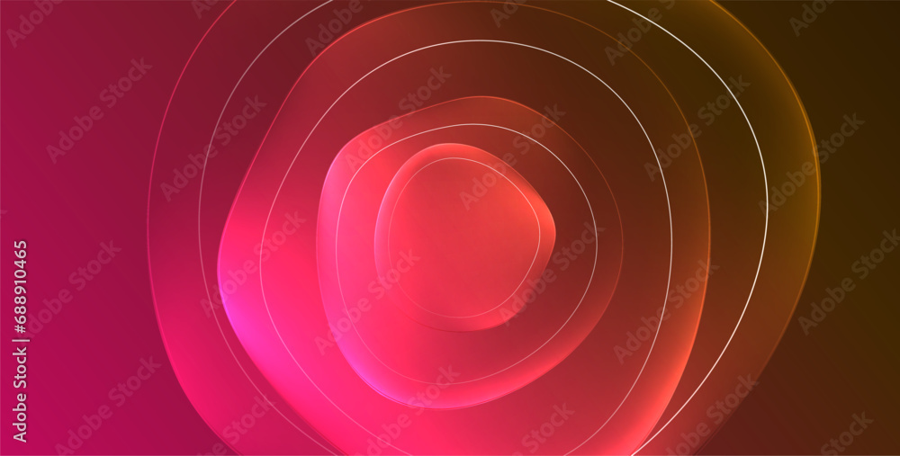 Obraz premium Colorful transparent flowing fluid shapes with glow effect geometric background. Wavy lines round forms. Vector illustration For Wallpaper, Banner, Background, Card, Book Illustration, landing page