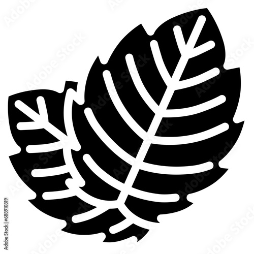 Mint leaf icon. Solid design. For presentation, graphic design, mobile application.