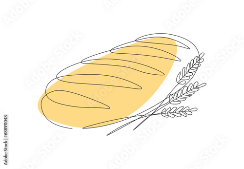 One Line Drawing Loaf Bread Vectors Illustrations