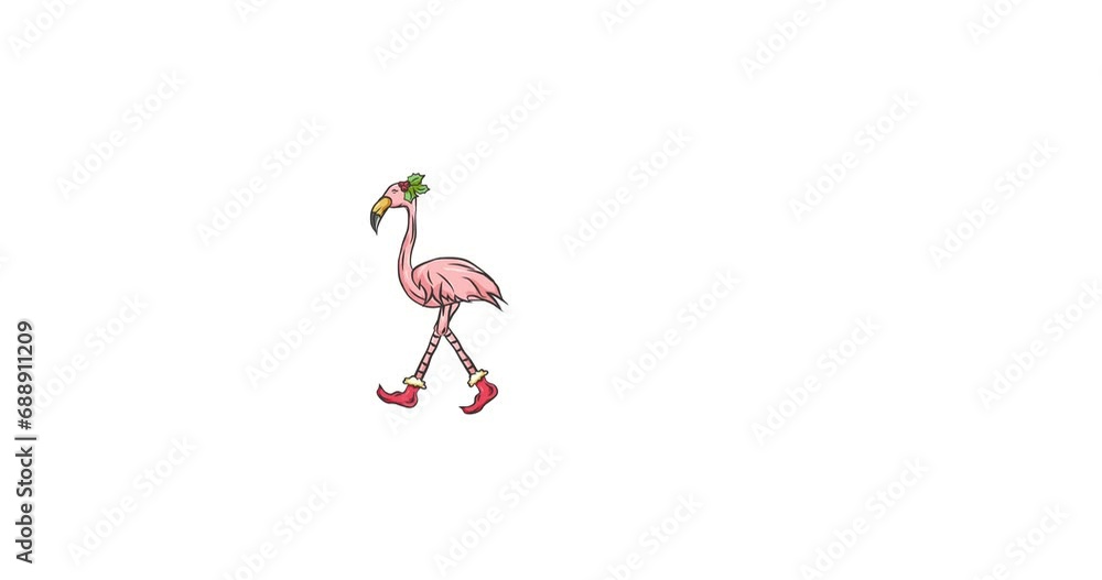 animation flamingo bird animal with christmas decoration animation flamingo bird animal with christmas decoration