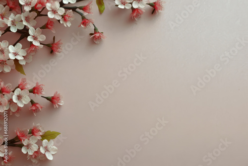 Delicate Cherry Blossom Flowers, Branch with White and Pink Flowers Background, Valentine's Day