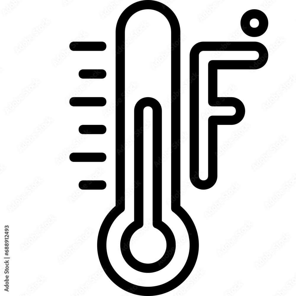 Fahrenheit thermometer icon. Outline design. For presentation, graphic design, mobile application. Fahrenheit thermometer icon. Outline design. For presentation, graphic design, mobile application.