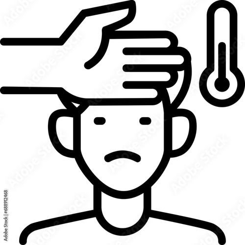 Measure sick with thermometer icon. Outline design. For presentation, graphic design, mobile application.
