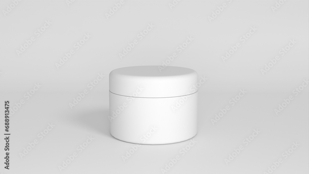 3D rendered Cosmetics Jar mock up. Packaging clear Cosmetic cream on isolated Light Grey background 3D rendered Cosmetics Jar mock up. Packaging clear Cosmetic cream on isolated Light Grey background