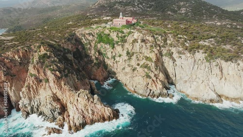 Wallpaper Mural Faro di Capo Spartivento, Sardinia: wonderful aerial view of the coast of the cape and where you can see the beautiful lighthouse. Torontodigital.ca