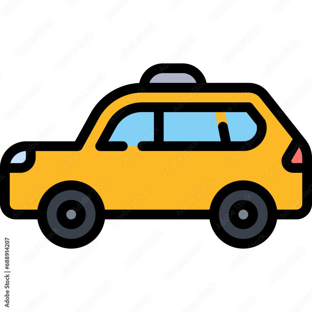 Taxi icon. Filled outline design. For presentation, graphic design, mobile application.