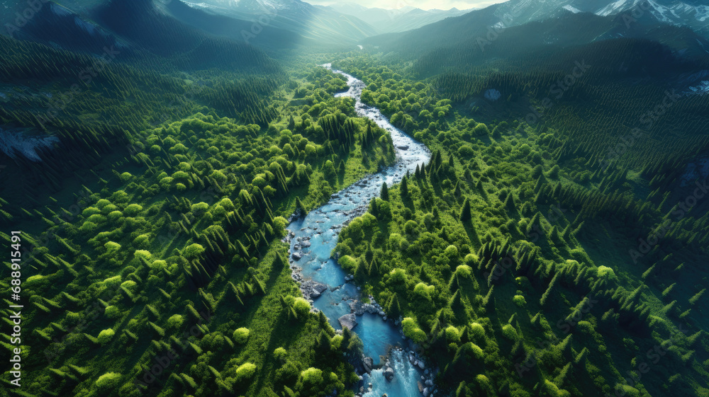 landscape mountain forest and river background Generative, AI landscape mountain forest and river background Generative, AI