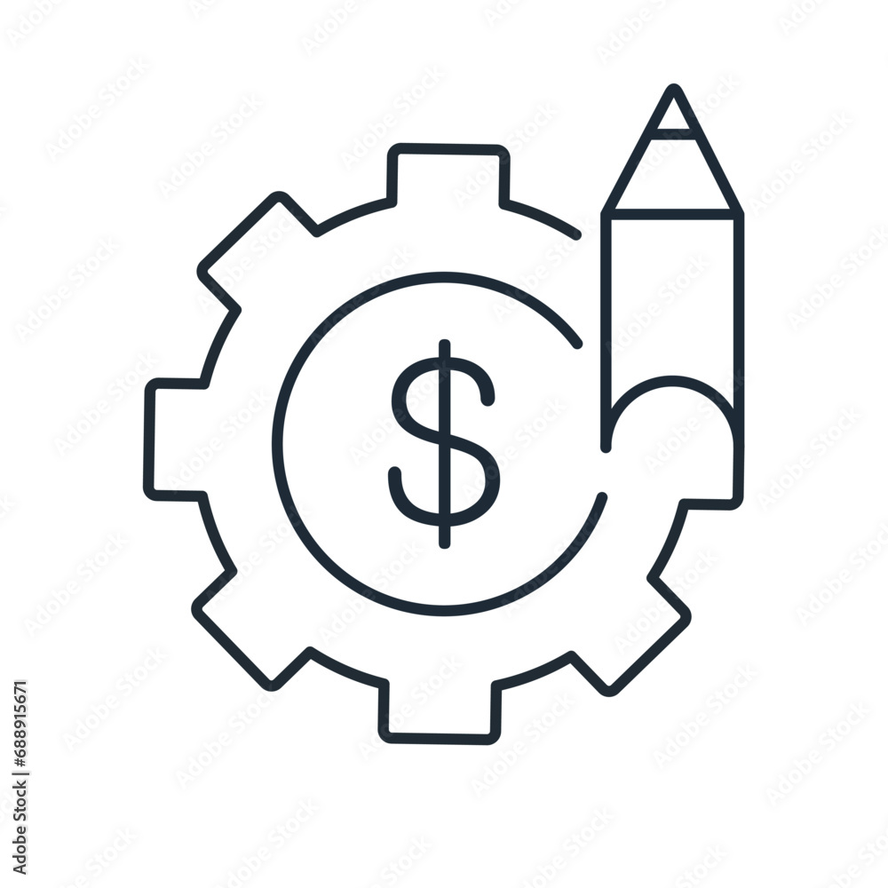Development and implementation of financial technologies. Vector linear icon illustration isolated on white background. Development and implementation of financial technologies. Vector linear icon illustration isolated on white background.