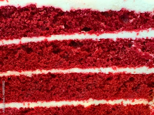 Closeup layer of red velvet cake