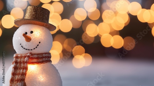 photograph of a close up of a snowman photo