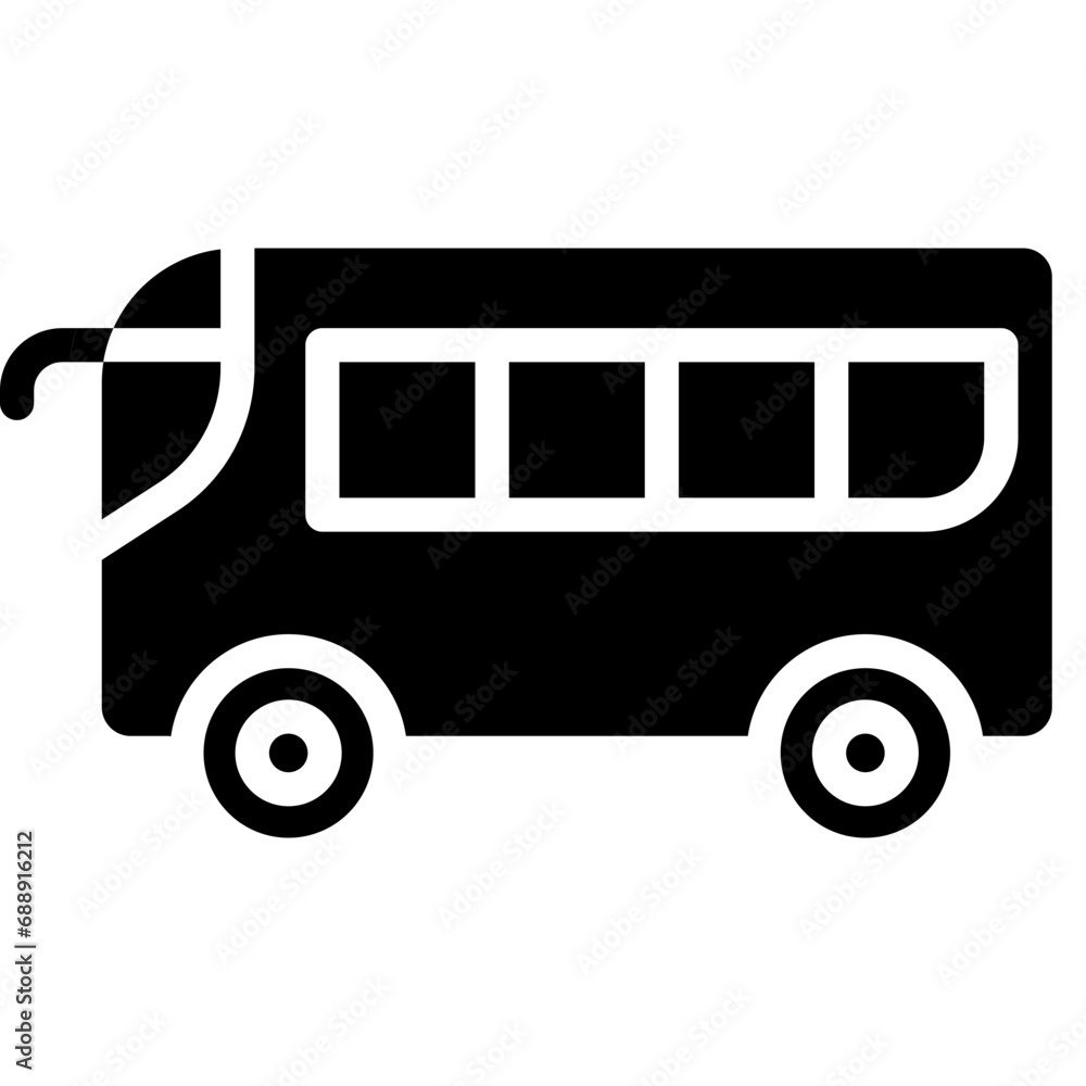 Bus icon. Solid design. For presentation, graphic design, mobile application.