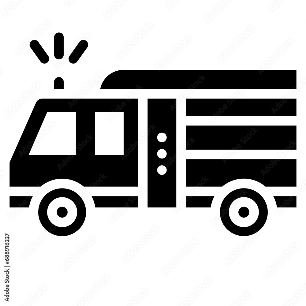 Fire truck icon. Solid design. For presentation, graphic design, mobile application.