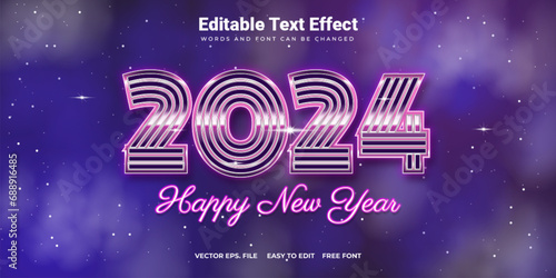 2024 Text Effect with a Sparkling Outer Space Theme