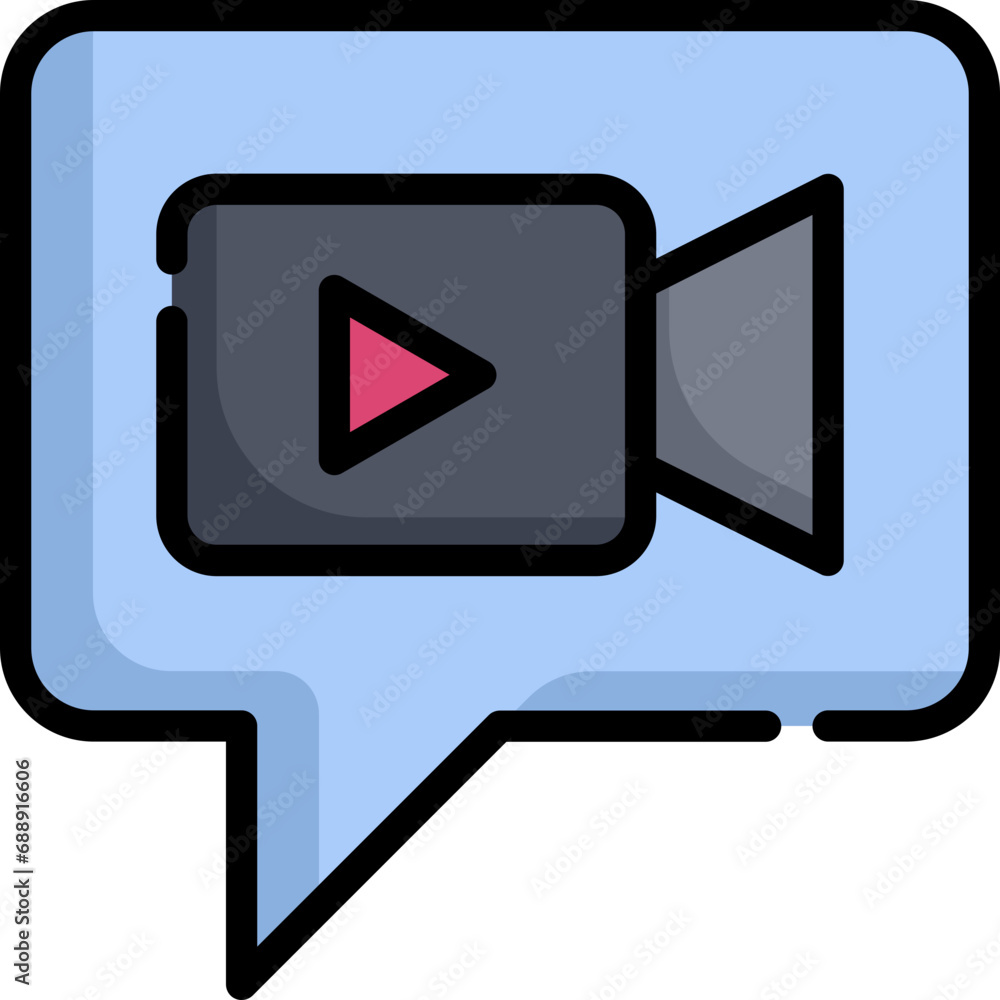 Video chat icon. Filled outline design. For presentation, graphic design, mobile application. Video chat icon. Filled outline design. For presentation, graphic design, mobile application.