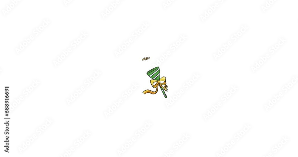animation new year green trumpet animation new year green trumpet