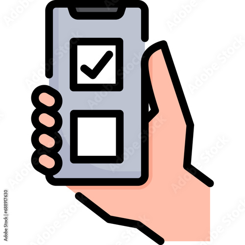 Vote on mobile icon. Filled outline design. For presentation, graphic design, mobile application.