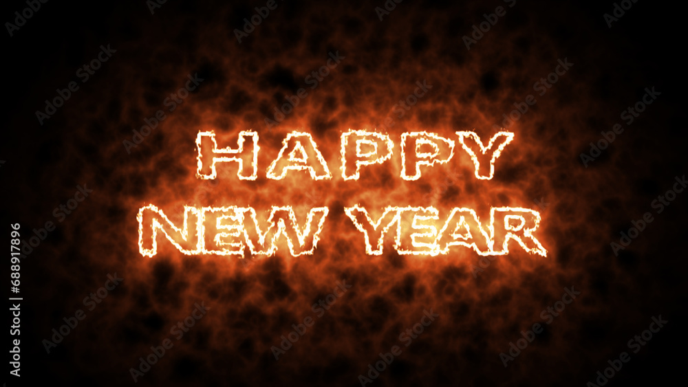 Obraz premium Happy New Year fire effect design. Happy New Year 2024. New Year's Eve 2024. Creative Christmas background.
