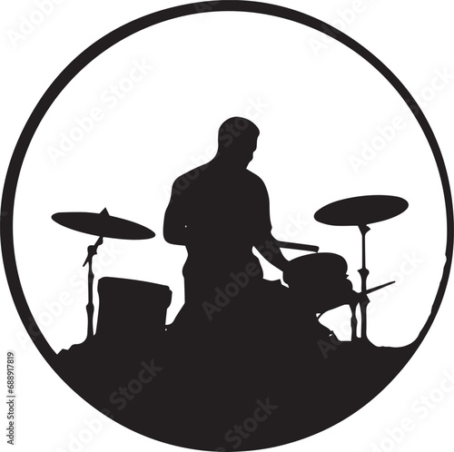 silhouette of a person with drum Vector illustration. Music drummer black vector. 