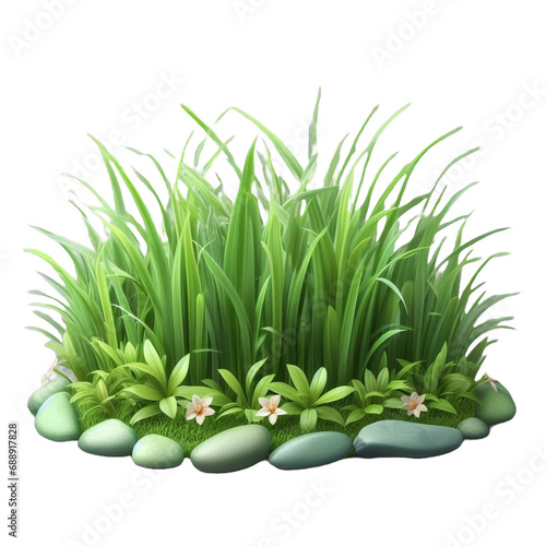 Fresh green grass at bottom side  isolated against a transparent background