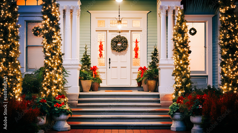Φωτογραφία House door and entrance in a Californian setting are adorned with festive Christ