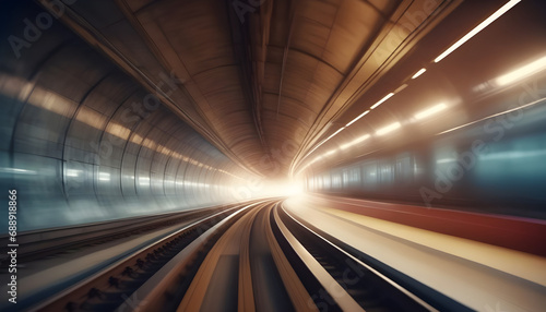 subway train in motion blur