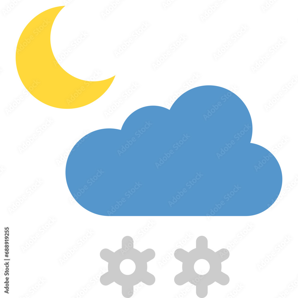 Fototapeta premium Snow at night icon. Flat design. For presentation, graphic design, mobile application.