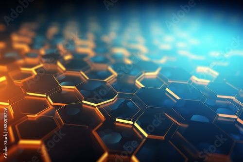 Digital hexagon abstract background with glow © leriostereo