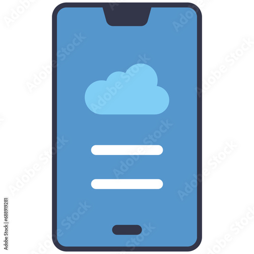 Weather on mobile icon. Flat design. For presentation, graphic design, mobile application.