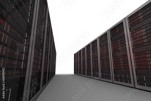Digital png illustration of row of server cabinets on transparent background