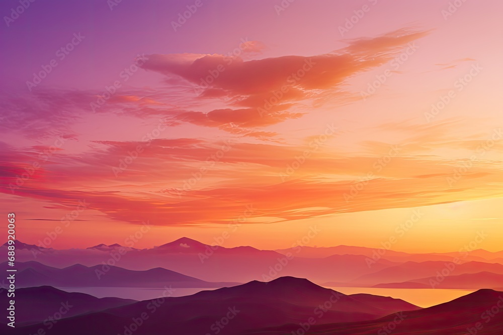 sunset with a mountain range