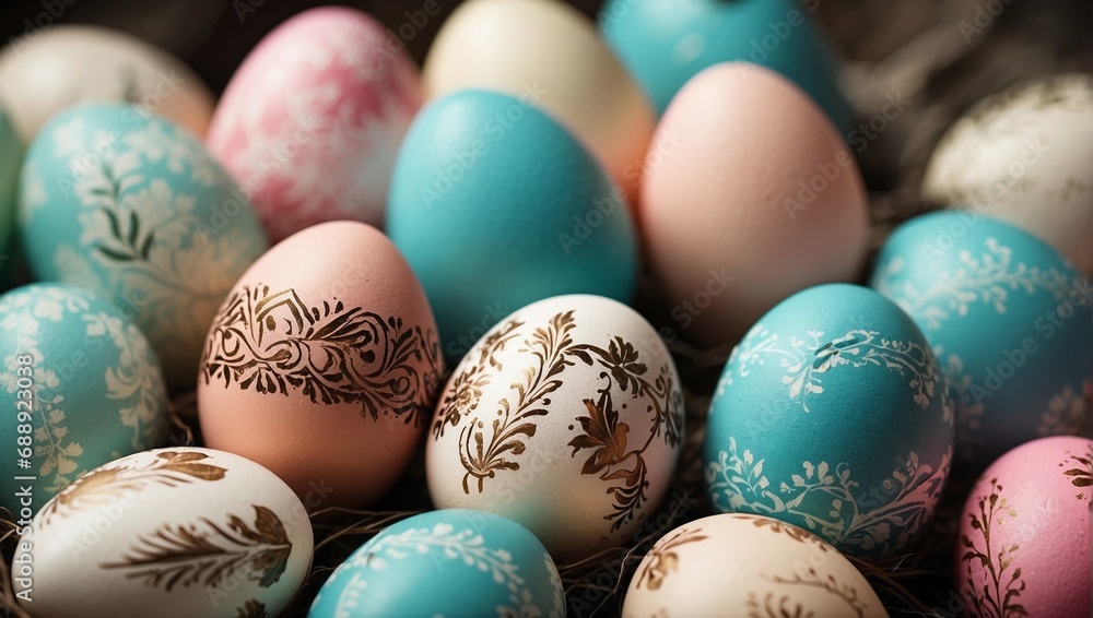 vintage style easter eggs. Generative AI