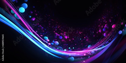 Futuristic digital abstract neon abstract background with pink blue glowing blur lines, 3d rendering.