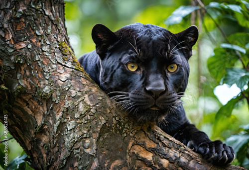 Black panther in jungle. Ge...