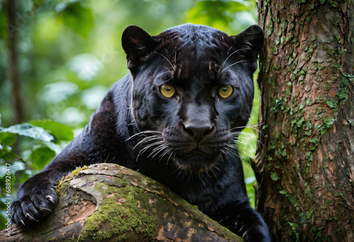Black panther in jungle. Ge...