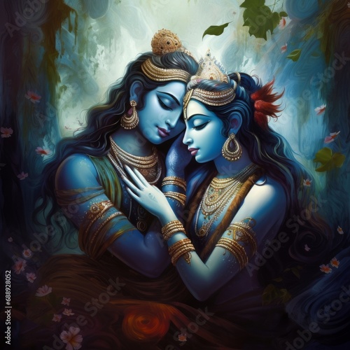 The Love of Radha and Krishna in a Magical Realm, Generative AI
