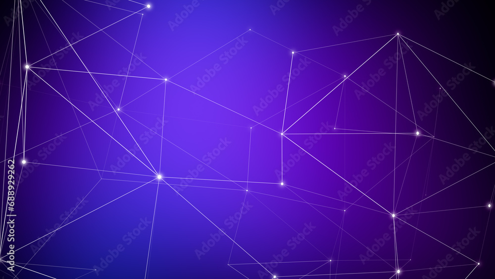 Abstract interconnected lines and dots formation creating connected blur background for futuristic science backdrop with geometric and creative design concept