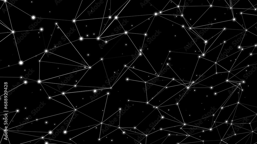 Fototapeta premium Line and dot connections in abstract background exploring formation, chaos, and pattern of connected lines in machine learning through science and technology