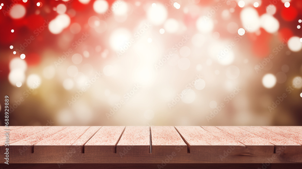 Red Elegance: White Wood Palette with Vibrant Bokeh Red Elegance: White Wood Palette with Vibrant Bokeh