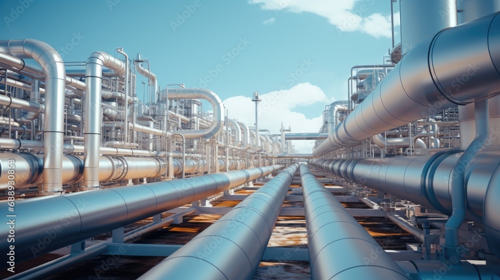 Pipe infrastructure adjacent to gas factory buildings. Pipe infrastructure adjacent to gas factory buildings.