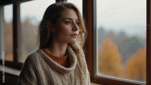 Young Woman in Rustic Cabin Wearing a Warm Wool Sweater. Generative IA Free Download Young Woman in Rustic Cabin Wearing a Warm Wool Sweater. Generative IA - GFXLoad