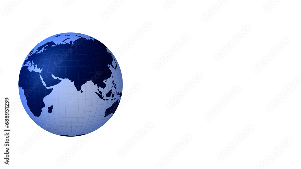 Breaking news globe white background chosen for broadcast graphics and display of global information on tv stations and corporate world affairs websites worldwide