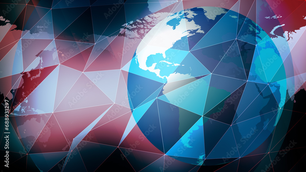 International news background world map triangles for breaking news ...