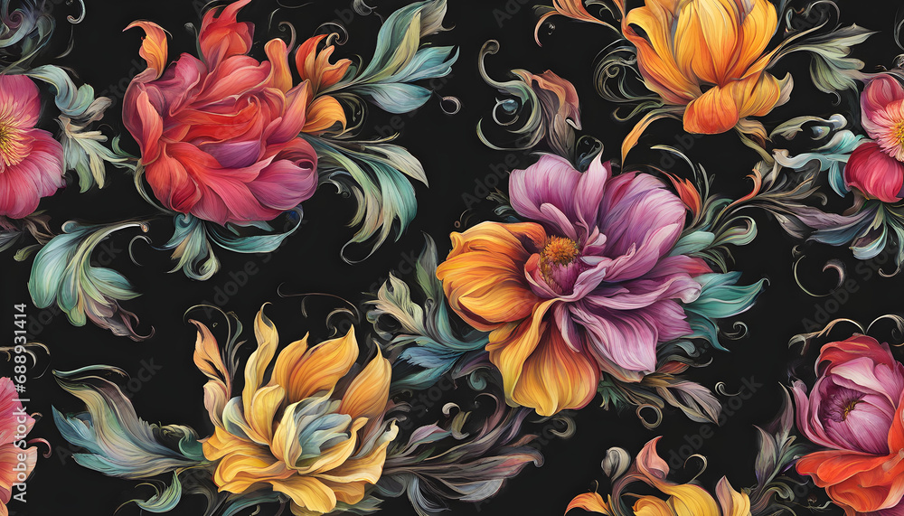 multicolor flower on the black background multicolor flower on the black background